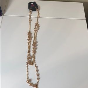 Necklace and earrings Gold Promenade 2 Tier Pearl